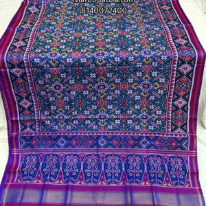 MAJANTA BLUE TRADITIONAL MANKECHOWK DESIGN SINGLE IKKAT PATAN PATOLA SAREE