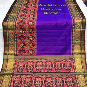 MAROON & LOVENDER SKIRT BORDER WITH BLOUSE DESIGN PATOLA SAREE