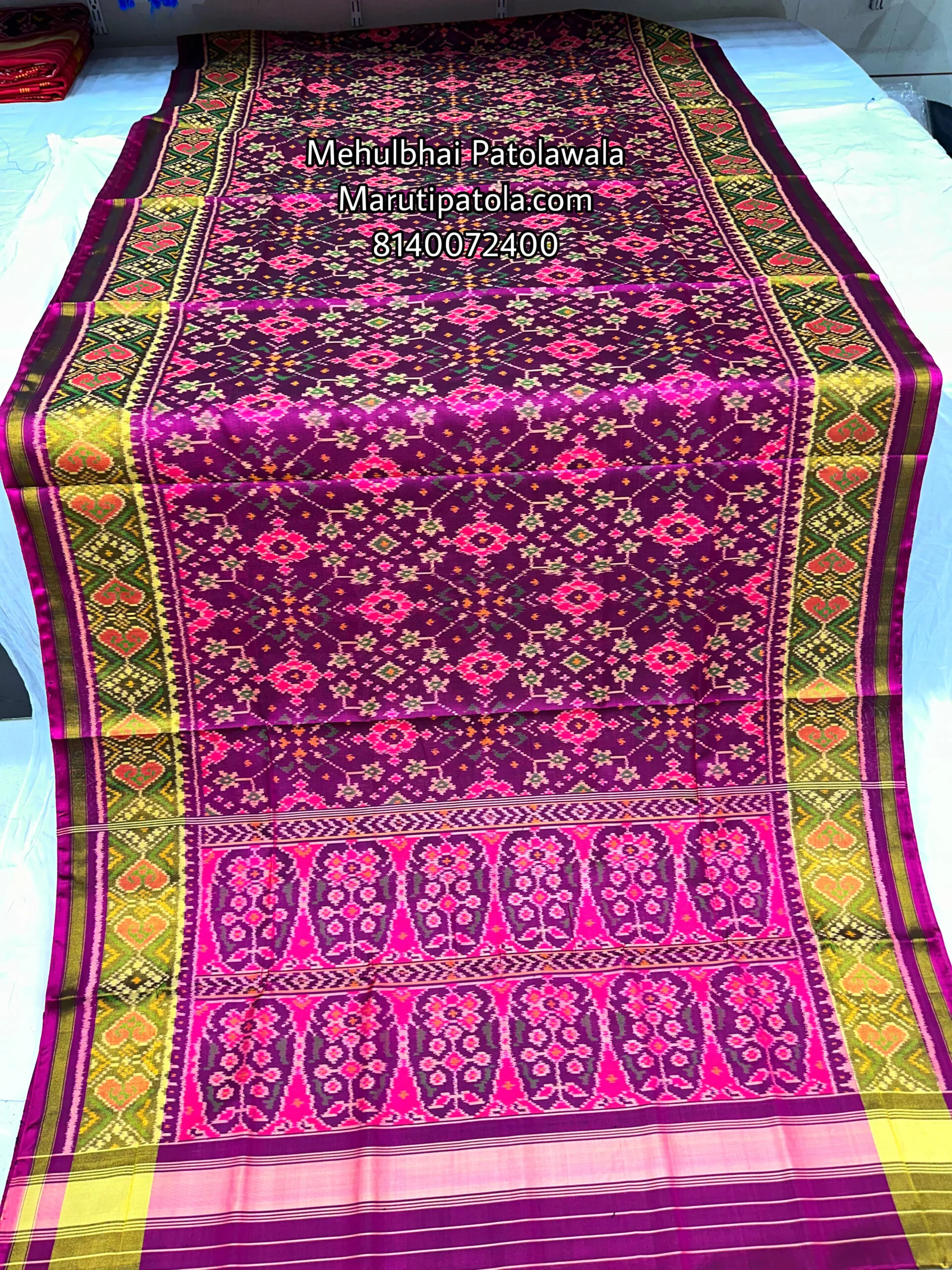 Wine Colour Traditional Design Patola Saree