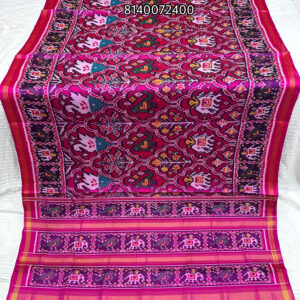 PINK BIG FIGURE DESIGN & WHINE COLOUR FIGURE DESIGN SINGLE IKKAT PATAN PATOLA SAREE
