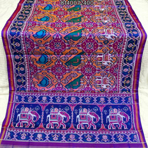 MAJANTA WITH CHIKKOO COLOUR BIF FIGURE DESIGN SIGNLE IKKAT PATAN PATOLA SAREE